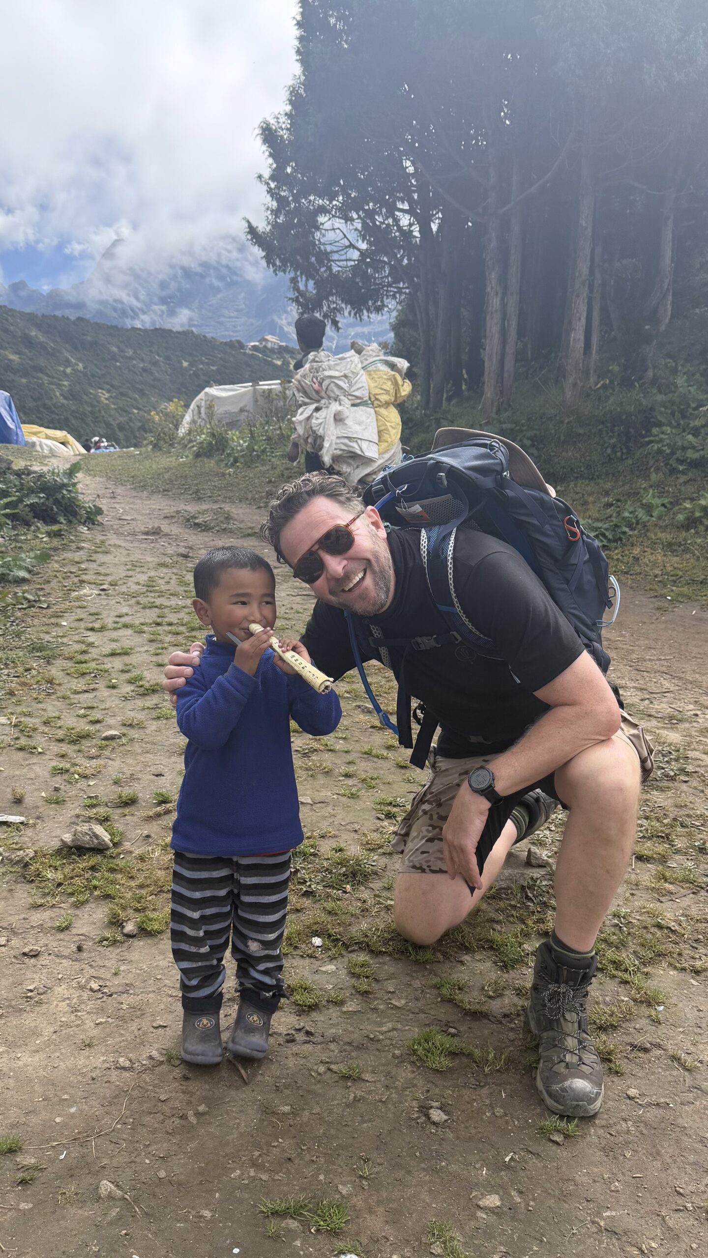 David Frisby in Nepal with local boy